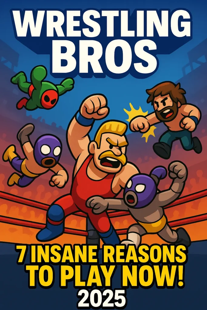 Wrestling Bros gameplay screenshot – hilarious ragdoll wrestling, custom fighters in action-packed arena chaos. Play Now! Wild fun in 2025.